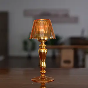 Hochwertiger Tee licht halter aus Stiel glas Hand gefertigte Hurricane Amber Kerzenhalter