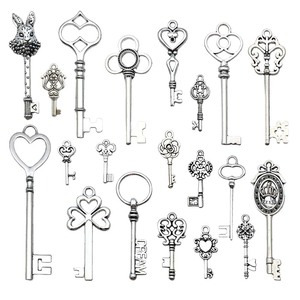 Accessoires Punk en Gros : Breloques Clés Rétro en Alliage de Zinc Métal <span class=keywords><strong>Argent</strong></span> Vieilli pour Bijoux DIY - Product Image 4