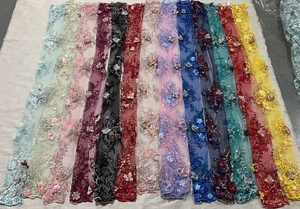 Vải Tuyn Thêu Thiết Kế Mới Với Nhiều Màu <span class=keywords><strong>3d</strong></span> Đính Cườm Sequin Thêu Ren Vải Cho Váy, Bán Buôn Vải - Product Image 6