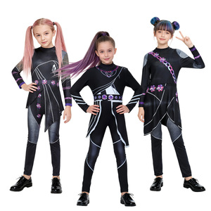 Costume de cosplay d'Halloween pour filles, tenue de sorcière ou de chasseuse pour enfants, ensemble de pyjama imprimé de dessins animés - Product Image 2
