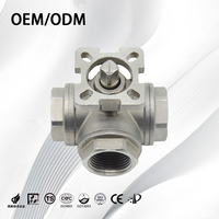 Vanne à bille en acier inoxydable 304/316 à 3 voies, manuelle, type T, filetage BSP, vanne à bille industrielle pour le contrôle du débit d'eau