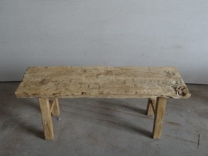 Banc long rustique simple en bois vieilli naturel de style antique vintage, très demandé - Product Image 3