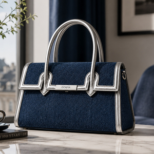 Women Structured <b>Handbag</b> PU Leather Top Handle Bag Contrast Trim Shoulder Bag Casual Work Tote Purse Custom Wholesale - Product Image 1
