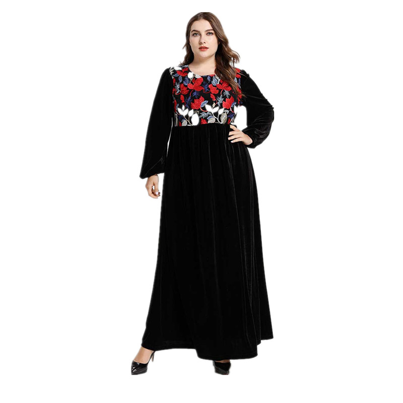 OBEEII Kaftan, Abaya, abito musulmano, con stampa floreale, Dubai turco, Medio Oriente, Marocco, maxi abito da caftano, per Ramadan, feste, casual