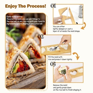 Bamboo Rice Ball Mold Heart Rectangle <b>Triangle</b> Shape For Sushi Onigiri Making DIY Kitchen Tool Natural <b>Wood</b> Color - Product Image 2