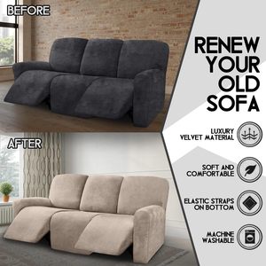 New Hot Sale Modern Stretch Recliner <b>Slipcovers</b> 8 Pieces Luxury Velvet Polyester Spandex Blend 3 Seat <b>Sofa</b> Customizable Color - Product Image 3