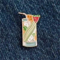 Vente en gros de boissons en forme de logo personnalisées en émail gobelet à cocktail orange élégant boisson glacée au citron épingles à chapeau mignonnes insignes