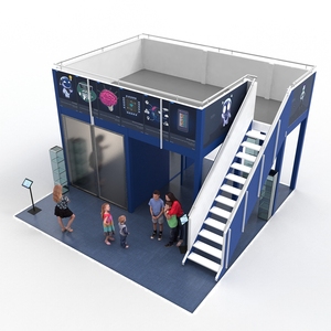 大型カスタマイズプロモーション新しいデザイン再利用可能ポータブル再利用可能ポータブル2階建てトレードショーブース - Product Image 1