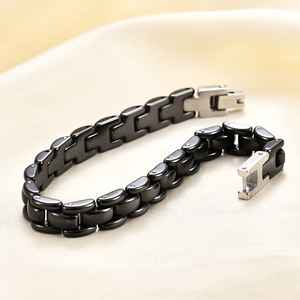 Correa de reloj de cerámica de 8 mm, negra y blanca, pulida, ajustable, tipo brazalete, joyería - Product Image 3