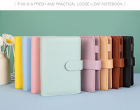 A5A6 PU cahier à feuilles mobiles classeur Macaron planificateur de calendrier manuel grand livre litchi motif 6 anneaux cadeaux pour enfants