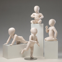 Maniquí Infantil de Cuerpo Completo en Fibra de Vidrio Blanco Mate, Maniquí para Niños Pequeños para Exhibición de Ropa en Tiendas