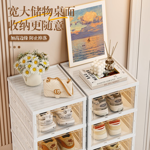 Shoe Cabinet Multi Layer Folding No Installation Dustproof Storage Box For Living Room Entryway Bedroom White - Product Image 4