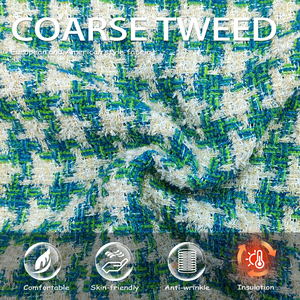 Len cối xay gió vàng chủ đề kiểm tra Tweed phong phú Cổ Phiếu vải cho quần áo túi phụ kiện và đồ chơi giao hàng ngay lập tức - Product Image 3