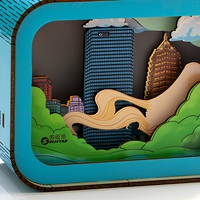 Lampe boîte à ombre en contreplaqué de tilleul découpé au laser 3D, veilleuse en bois avec monument urbain, souvenir culturel touristique, cadeau