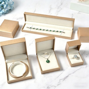 Product Golden Supplier Craft Paper Jewelry Box Luxury Leatherette Paper Jewelry Boxes Custom Jewelry Box Rectangular Square - Product Image 1