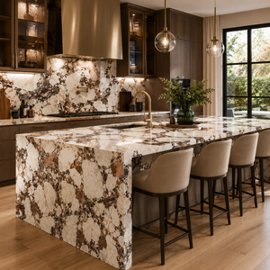 Loseta de Porcelana con Aspecto de Mármol Marrón Noble Earl, Sinterizada, Pulida, 1600 x 3200 x 12 mm para Pared - Product Image 6