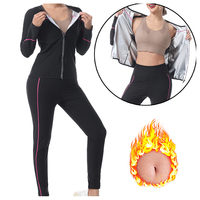 Setelan Sauna Lengan Panjang Wanita dengan Celana Panjang Ukuran Besar, Pakaian Yoga, Olahraga Luar Ruangan, Kebugaran, Penurunan Berat Badan