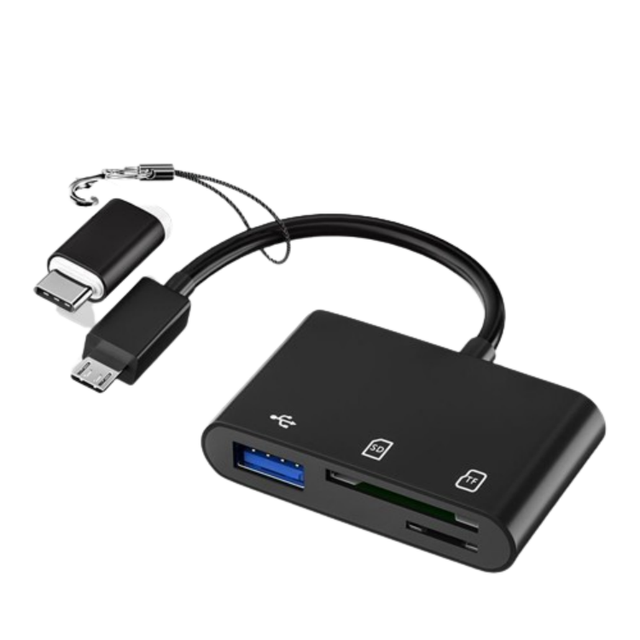 3-in-1 USB-C Card Reader | SD & TF Slot + USB OTG Port | Plug & Play for iPhone 15/16/17, MacBook, Android, iPad