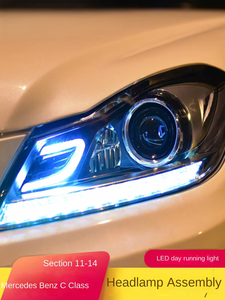 ชุดไฟหน้า LED สำหรับรถยนต์ C-Class W204 ปี 11-14 แบบ Low-Profile  ดัดแปลงเป็นแบบ High-Profile พร้อมไฟ Daytime Running Lights 12V ของใหม่ - Product Image 1