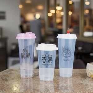 Gobelets en plastique transparent jetables écologiques personnalisables avec logo, 90 mm, 16 oz, 24 oz, pour Bubble Tea, café, usage unique, restaurant - Product Image 4