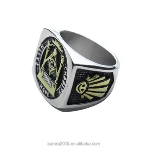 Vintage Hip Hop personalizado Acero inoxidable cuadrado grupo mano joyería anillo hombres Bully G Vintage Retro anillo para hombres