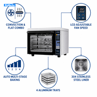 Horno Comercial de Circulación de Aire Caliente, Horno Plano Combinado, Acero Inoxidable 304, 4 Niveles, Pantalla LCD, Equipo de Horneado