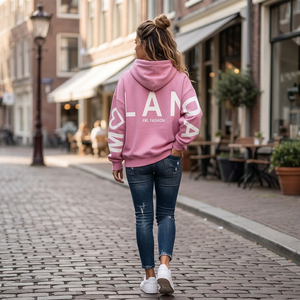 Sweat-shirt à capuche unisexe surdimensionné en molleton avec logo personnalisé, épaules tombantes, imprimé grande lettre au dos, style streetwear pour <span class=keywords><strong>femme</strong></span> - Product Image 2