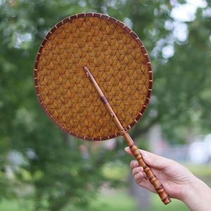 Handmade Bamboo Woven Fan Round Natural Craft Chinese Traditional Fan Art Collectible Gift - Product Image 1