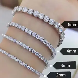 Ingrosso 925 argento 2mm 3mm 4mm 5mm Moissanite bracciale a catena HipHop diamante per uomo o donna