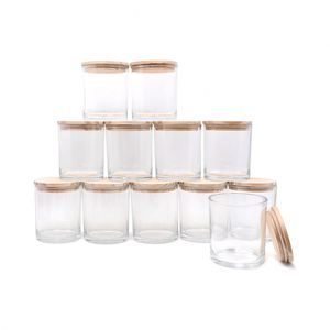 Frascos Transparentes Vacíos de 6 OZ para Hacer Velas, Frascos de Vidrio Grueso con Tapas de Bambú - Product Image 1