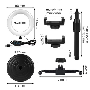 Support de téléphone double à prix avantageux avec anneau lumineux LED de 16 cm pour selfie, vidéo TikTok, <span class=keywords><strong>trépied</strong></span>, support de téléphone avec lumière à 3 couleurs - Product Image 4