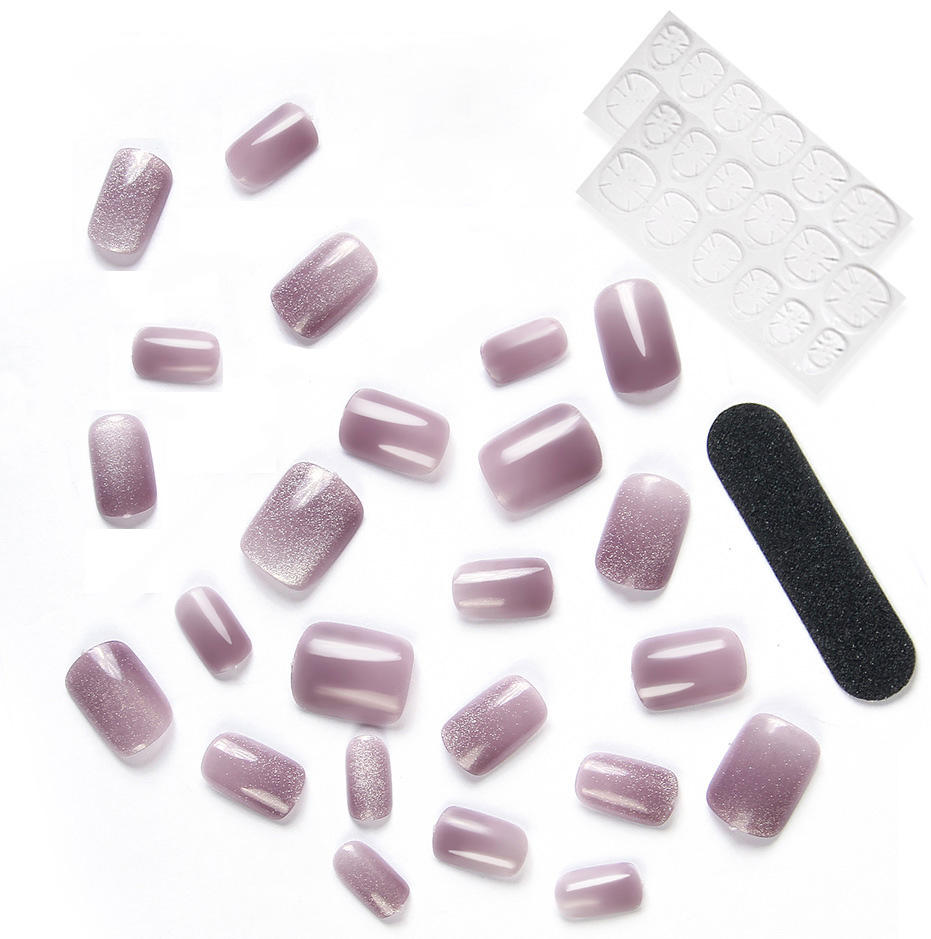 Cat's Eye False Nails Press on Nails New Style Short Square Head 24pcs With Packaging Boxes Reusable Nails False Wholesale