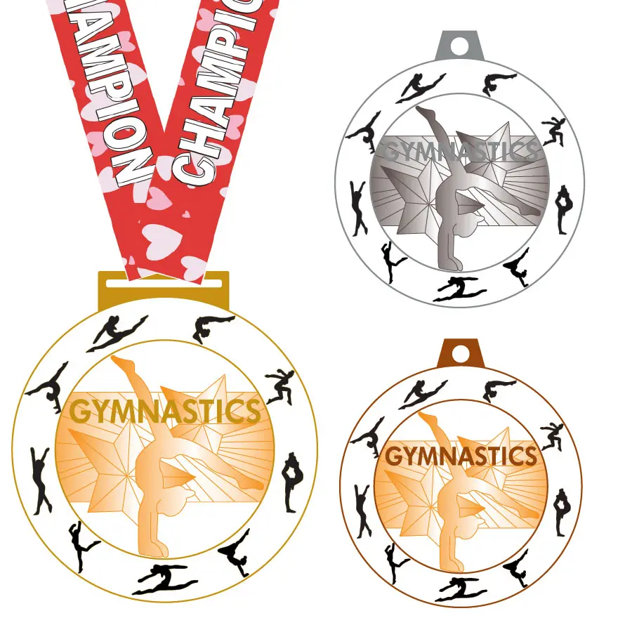 Manufacturer Custom Free Design Metal 3D Star Medal Gymnastics Dance Cheerleading Medals