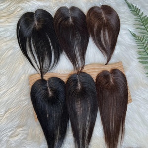Venta al por mayor nuevo <span class=keywords><strong>25</strong></span> pulgadas negro marrón Color Natural 5x8 Base de seda Topper pelucas de cabello humano mujeres cabello humano Topper - Product Image 6