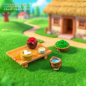 Accessoires pour micro-paysages Weij : pots à vin, bols, paquets de foin, seaux à eau en bois, piments, <span class=keywords><strong>ail</strong></span>, paniers, stea - Product Image 4