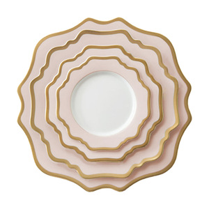 Juego de Platos de Cerámica con Borde Dorado, Ecológico y Romántico, con Diseño de Girasol Rosa para Bodas, Cumpleaños o Uso <span class=keywords><strong>en</strong></span> Hoteles - Product Image 1