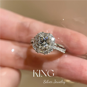 Bague en argent sterling S925 sertie de diamants, forme fleur, pour femme, de la marque King Silver Jewelry. - Product Image 2