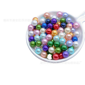 ลูกปัดอะคริลิคทรงกลมสีเงาสูงสำหรับงานประดิษฐ์เครื่องประดับ DIY ขนาด 8 มม. 10 มม. 12 มม. พร้อมผิวมุก - Product Image 4