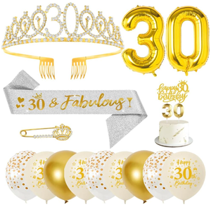 Tiara <span class=keywords><strong>de</strong></span> corona <span class=keywords><strong>para</strong></span> fiesta <span class=keywords><strong>de</strong></span> <span class=keywords><strong>cumpleaños</strong></span> <span class=keywords><strong>de</strong></span> la Reina (<span class=keywords><strong>30</strong></span> años), broche, banda <span class=keywords><strong>de</strong></span> satén, velas, <span class=keywords><strong>30</strong></span> globos <span class=keywords><strong>de</strong></span> aluminio, globos <span class=keywords><strong>de</strong></span> confeti impresos, adornos <span class=keywords><strong>para</strong></span> tartas, recuerdos - Product Image 2