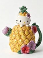 Teko Keramik Nanas Kucing Lucu, Ketel Teh Porselen Bunga Tropis 3D, Teko Teh Karakter Kartun Unik