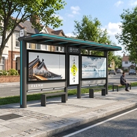 Abri de bus simple avec écran publicitaire