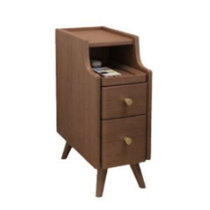 Table de chevet minimaliste en bois massif à 2 tiroirs, ultra-étroite, pour chambre à coucher - Product Image 5