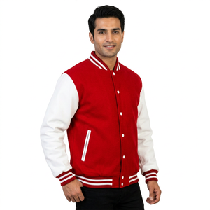 Vestes sur mesure avec manches et col assortis, en laine satinée de qualité supérieure, style baseball. - Product Image 1