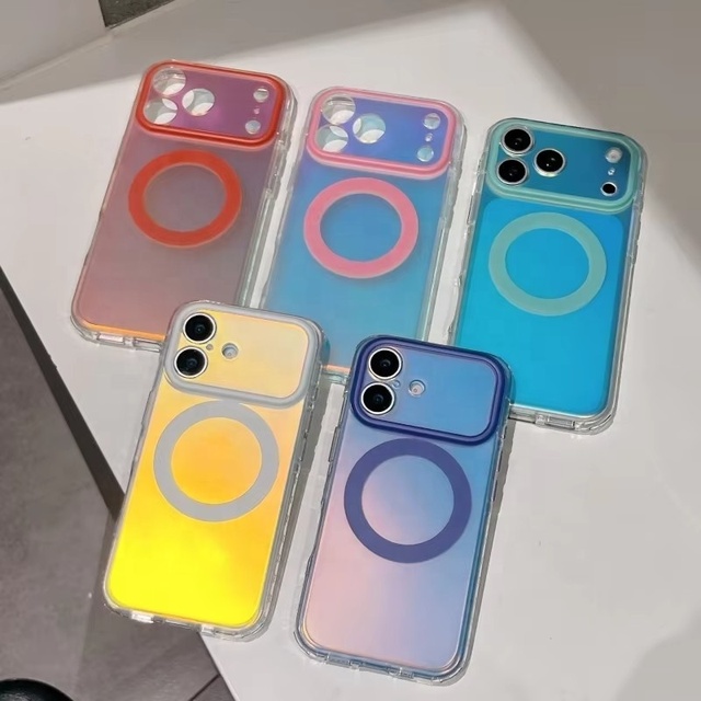For 17 16 15 Pro Max Mobile Phone case Cover case Magnetic Fashion Matte Frosted IMD Color Changing Transparency