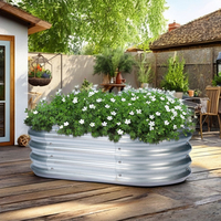 Grande jardinière rustique moderne en métal galvanisé Jardin surélevé ovale de luxe Petit pot de fleur Plantation extérieure pour la maison Plancher de pépinière