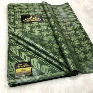 绿色面料毛里塔尼亚纺织Tecido Africano Bazin Riche棉面料尼日利亚服装Feitex几内亚织锦面料
