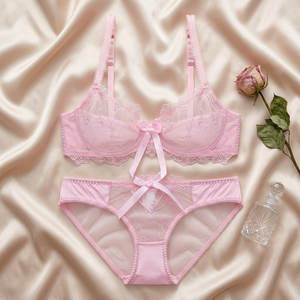Wholesale Women's Lace Bra and Panty <b>Set</b> 2 Piece See Through <b>Sexy</b> Bra <b>Set</b> French Intimates Comfortable Plus Size Lingerie <b>Set</b> - Product Image 1