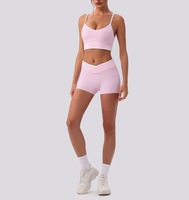 Ensemble de sport et yoga pour femme, effet seconde peau, avec soutien-gorge de sport et short, bretelles réglables, leggings taille haute, pour la gym et le fitness