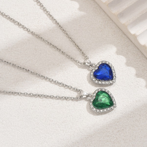 Ocean Collection Jewelry Ocean Blue Green strass Titanic Heart of the Ocean Big Love <span class=keywords><strong>collana</strong></span> a catena con collare a <span class=keywords><strong>cuore</strong></span> in cristallo - Product Image 3