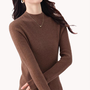 Suéter de Cuello Alto sin Costuras de Cachemira y Seda para Otoño, Suéter de Moda para Mujer, Color Sólido, Capa Base de Punto, Suéter Ajustado Personalizado - Product Image 6